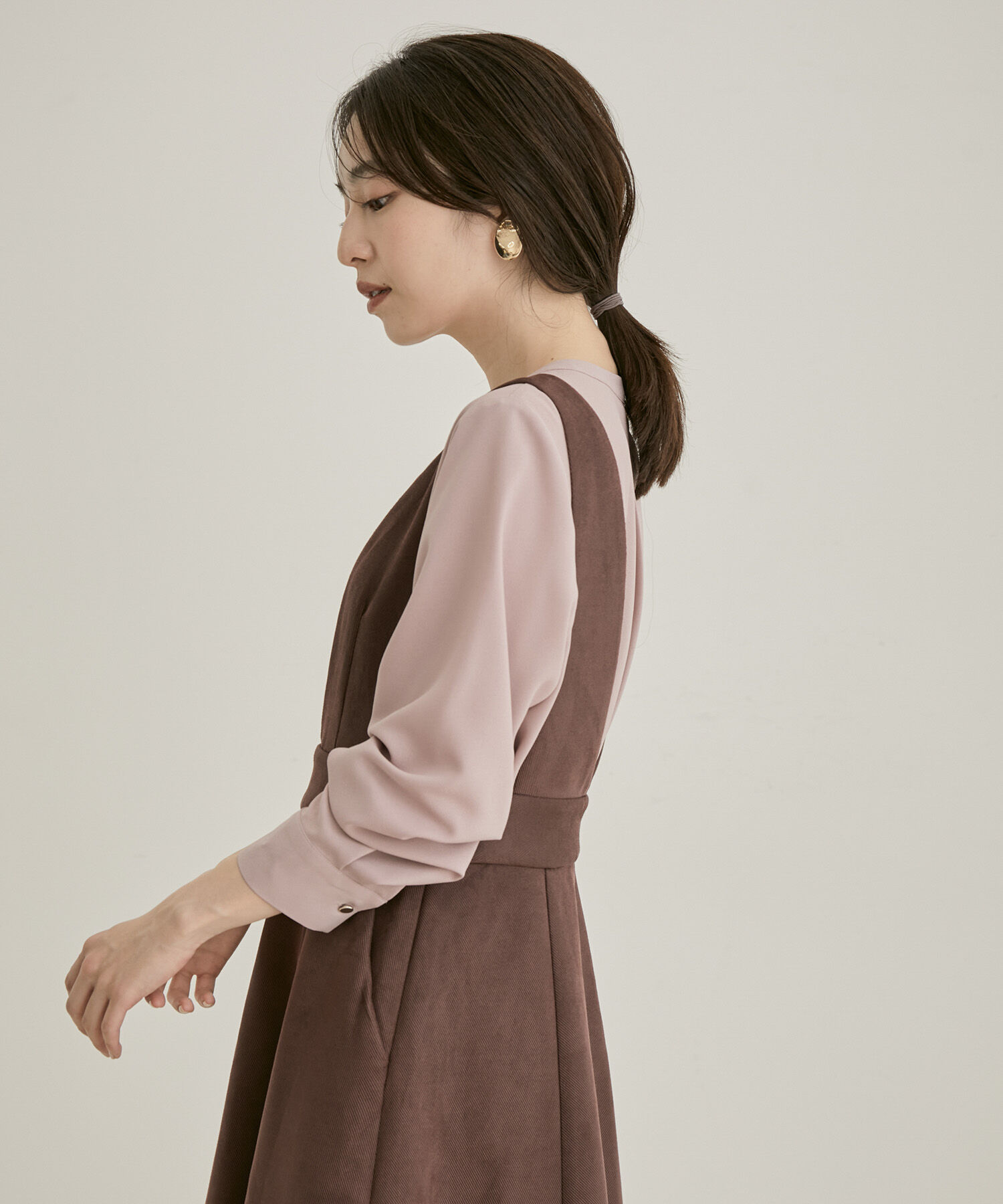 VIS「【洗える・EASYCARE】フロントタック長袖ブラウス【sustainable】」|シャツ・ブラウス|