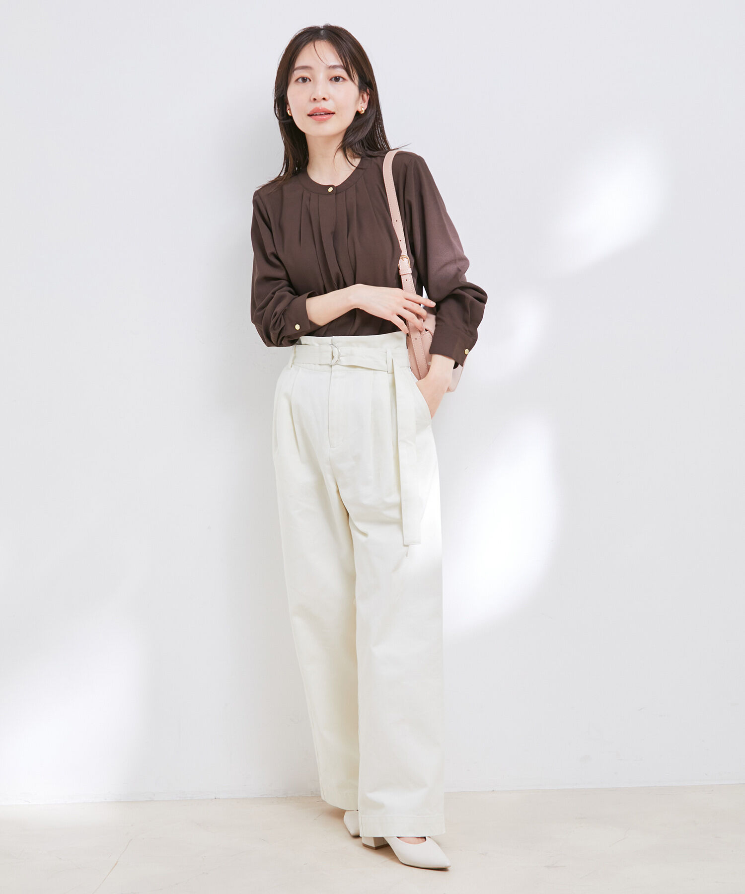 VIS「【洗える・EASYCARE】フロントタック長袖ブラウス【sustainable】」|シャツ・ブラウス|