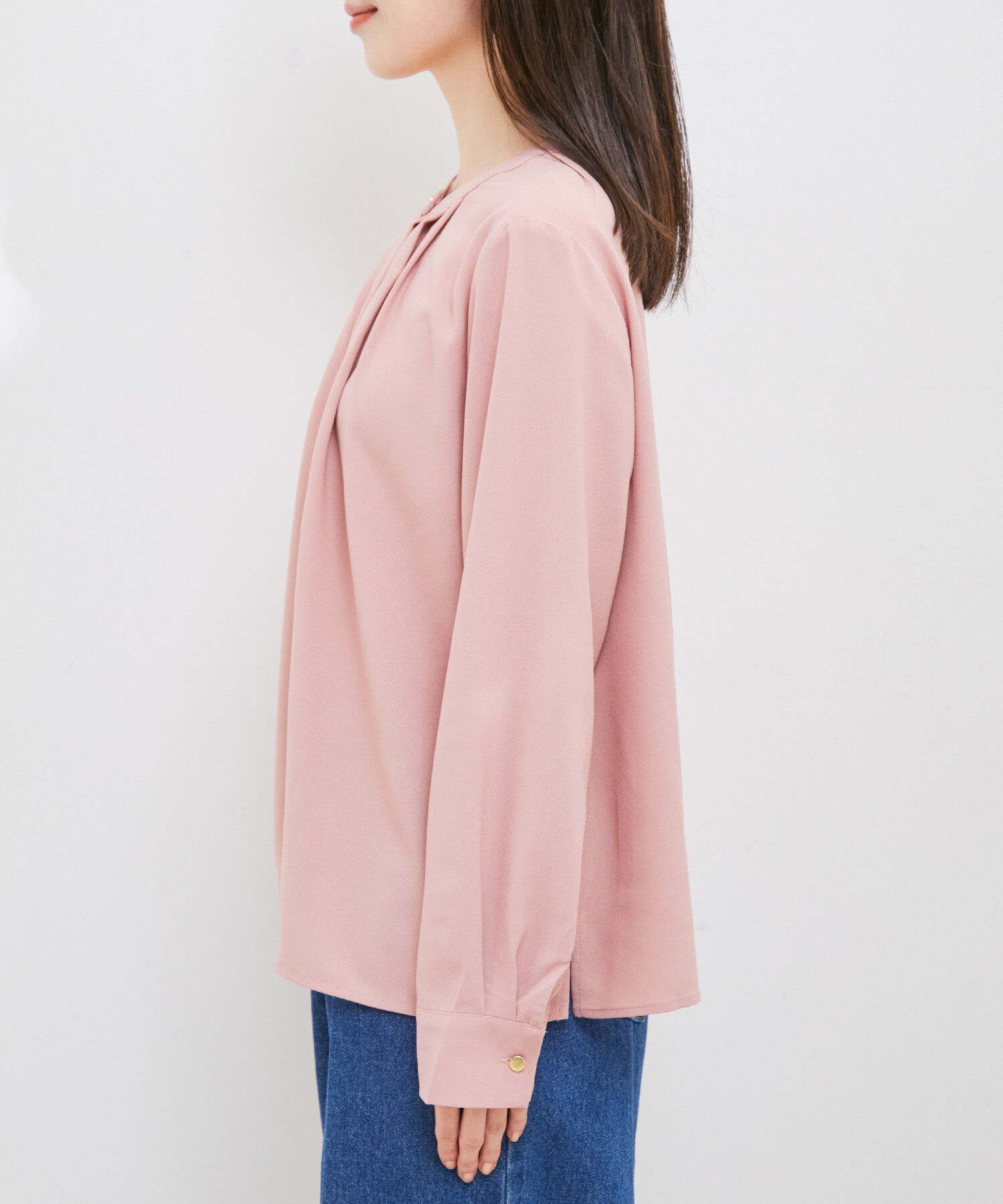 VIS「【洗える・EASYCARE】フロントタック長袖ブラウス【sustainable】」|シャツ・ブラウス|