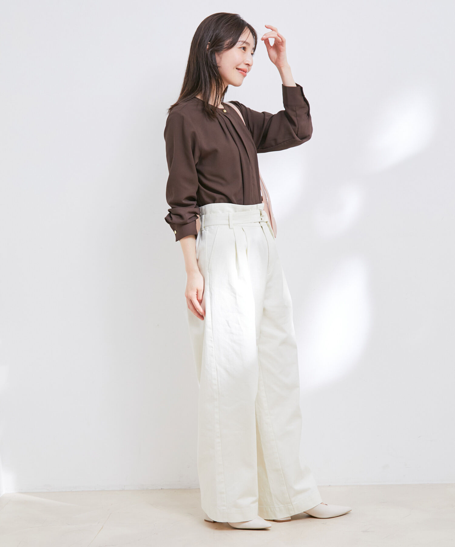 VIS「【洗える・EASYCARE】フロントタック長袖ブラウス【sustainable】」|シャツ・ブラウス|