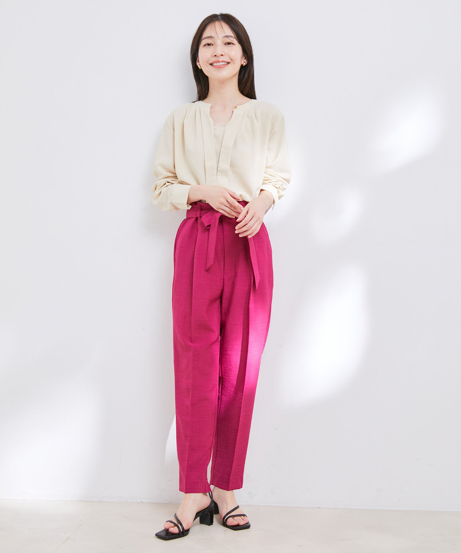 VIS「【洗える・EASYCARE】フロントタック長袖ブラウス【sustainable】」|シャツ・ブラウス|