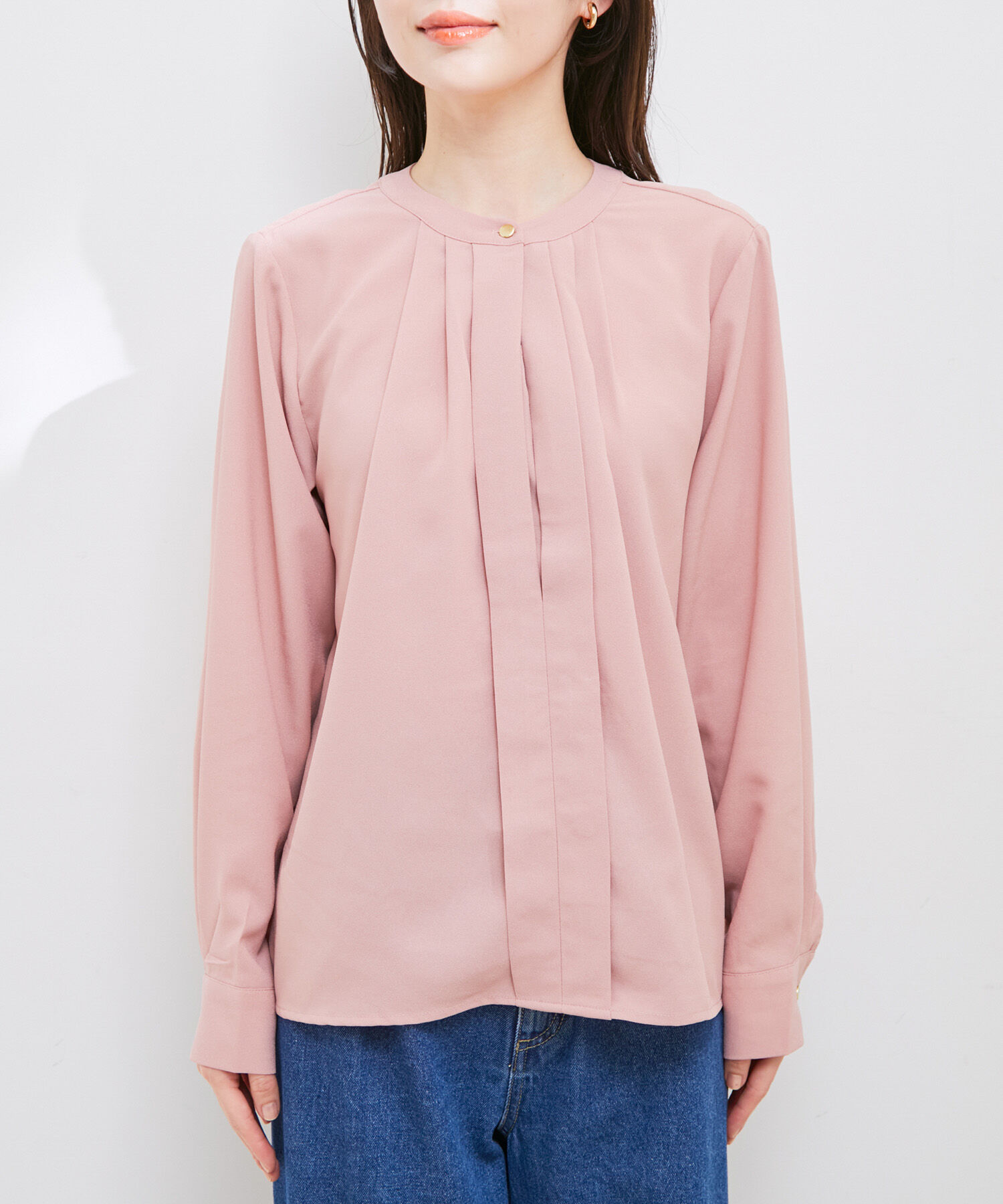 VIS「【洗える・EASYCARE】フロントタック長袖ブラウス【sustainable】」|シャツ・ブラウス|