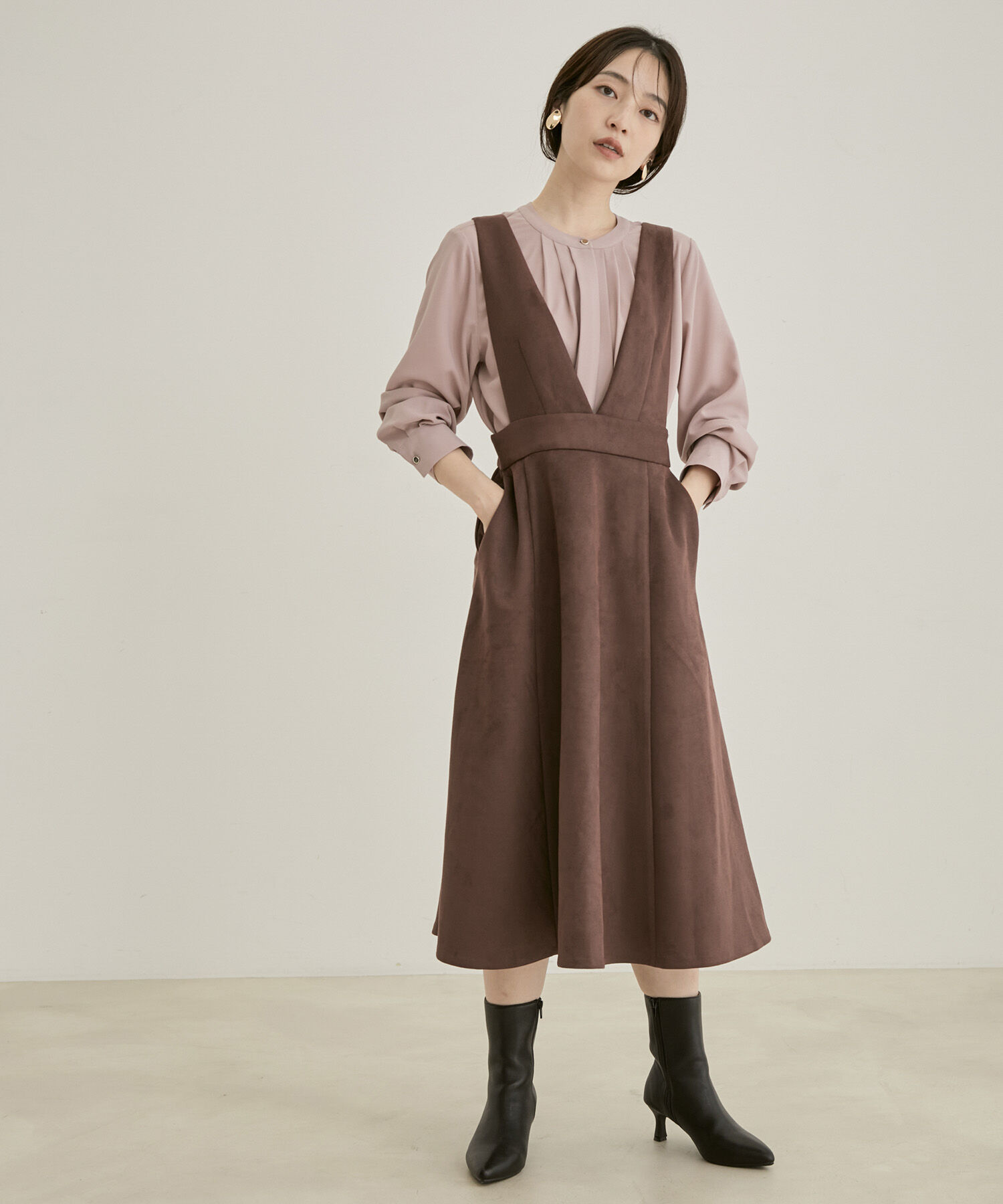 VIS「【洗える・EASYCARE】フロントタック長袖ブラウス【sustainable】」|シャツ・ブラウス|