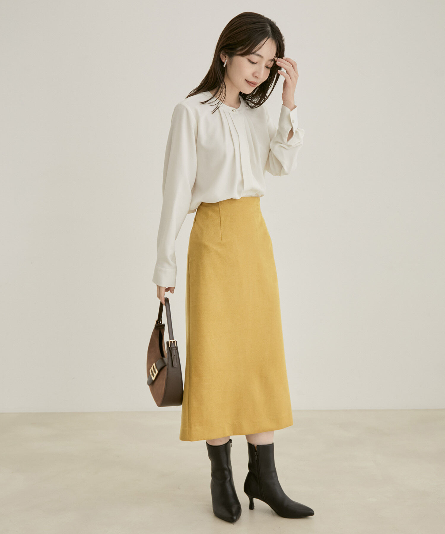 VIS「【洗える・EASYCARE】フロントタック長袖ブラウス【sustainable】」|シャツ・ブラウス|