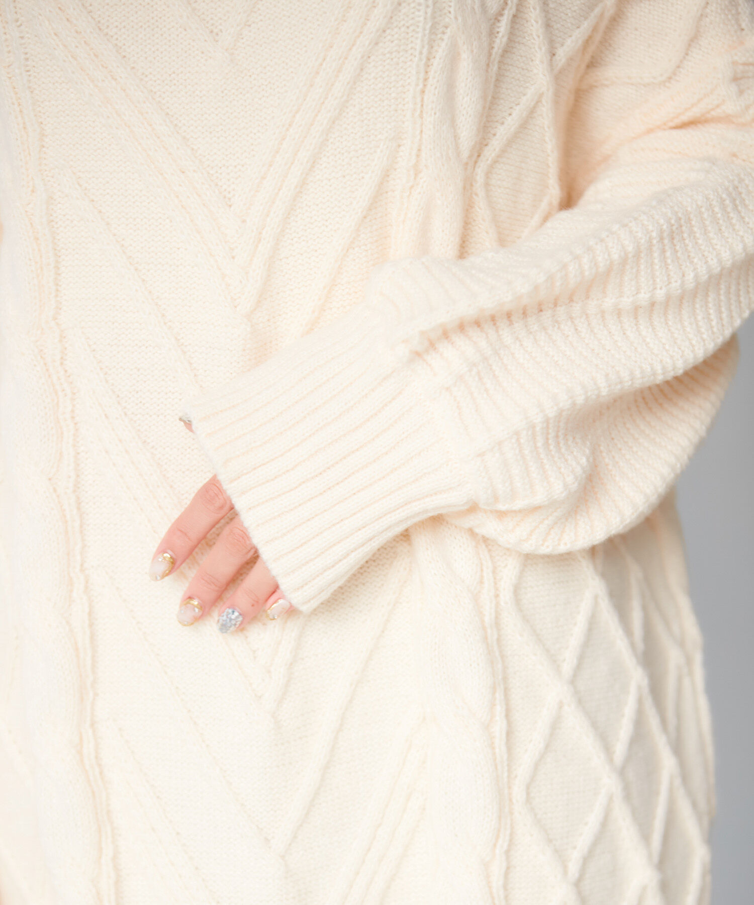 VIS「【洗える】オフショルケーブル編みワンピース」|ワンピース|