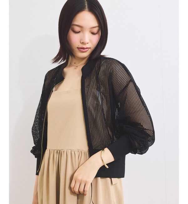 VIS「【WEB限定】ジップアップメッシュブルゾン/カーディガン」|カーディガン|