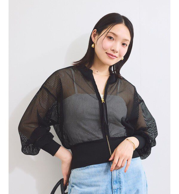VIS「【WEB限定】ジップアップメッシュブルゾン/カーディガン」|カーディガン|
