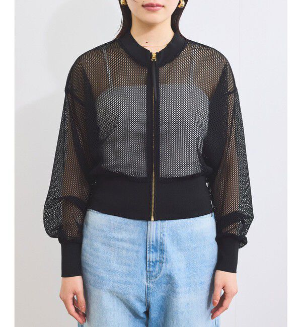 VIS「【WEB限定】ジップアップメッシュブルゾン/カーディガン」|カーディガン|