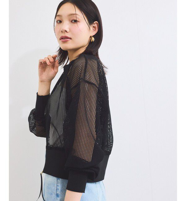 VIS「【WEB限定】ジップアップメッシュブルゾン/カーディガン」|カーディガン|