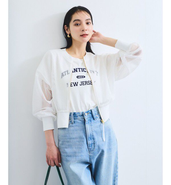 VIS「【WEB限定】ジップアップメッシュブルゾン/カーディガン」|カーディガン|