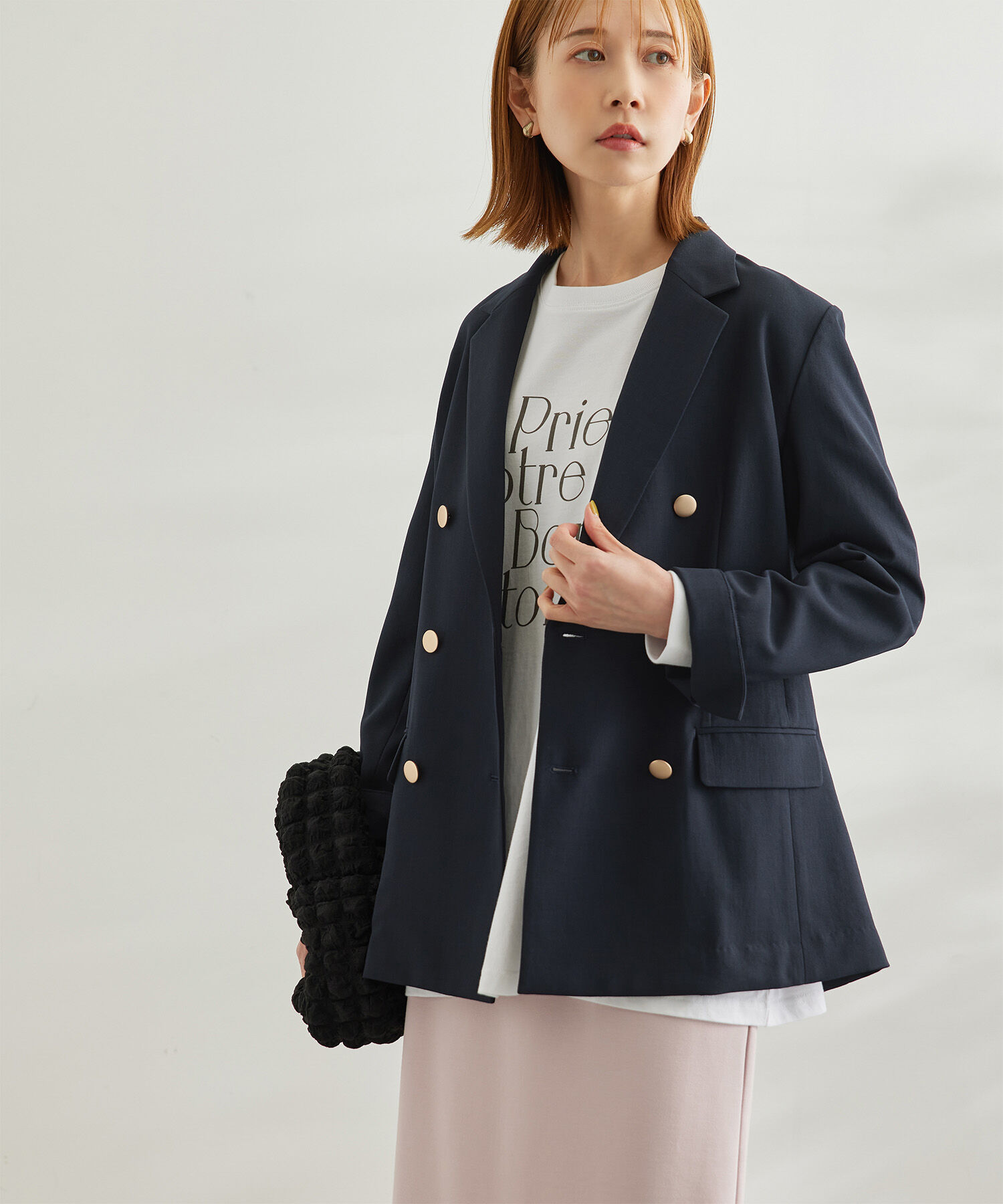 Rope&rsquo;Picnic「麻調ゴールドボタンジャケット」|テーラードジャケット|ネイビー(40)