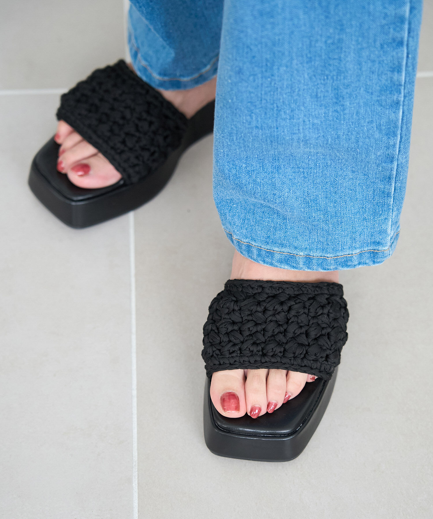 ROPE PICNIC PASSAGE「マクラメプラットフォームサンダル」|サンダル|