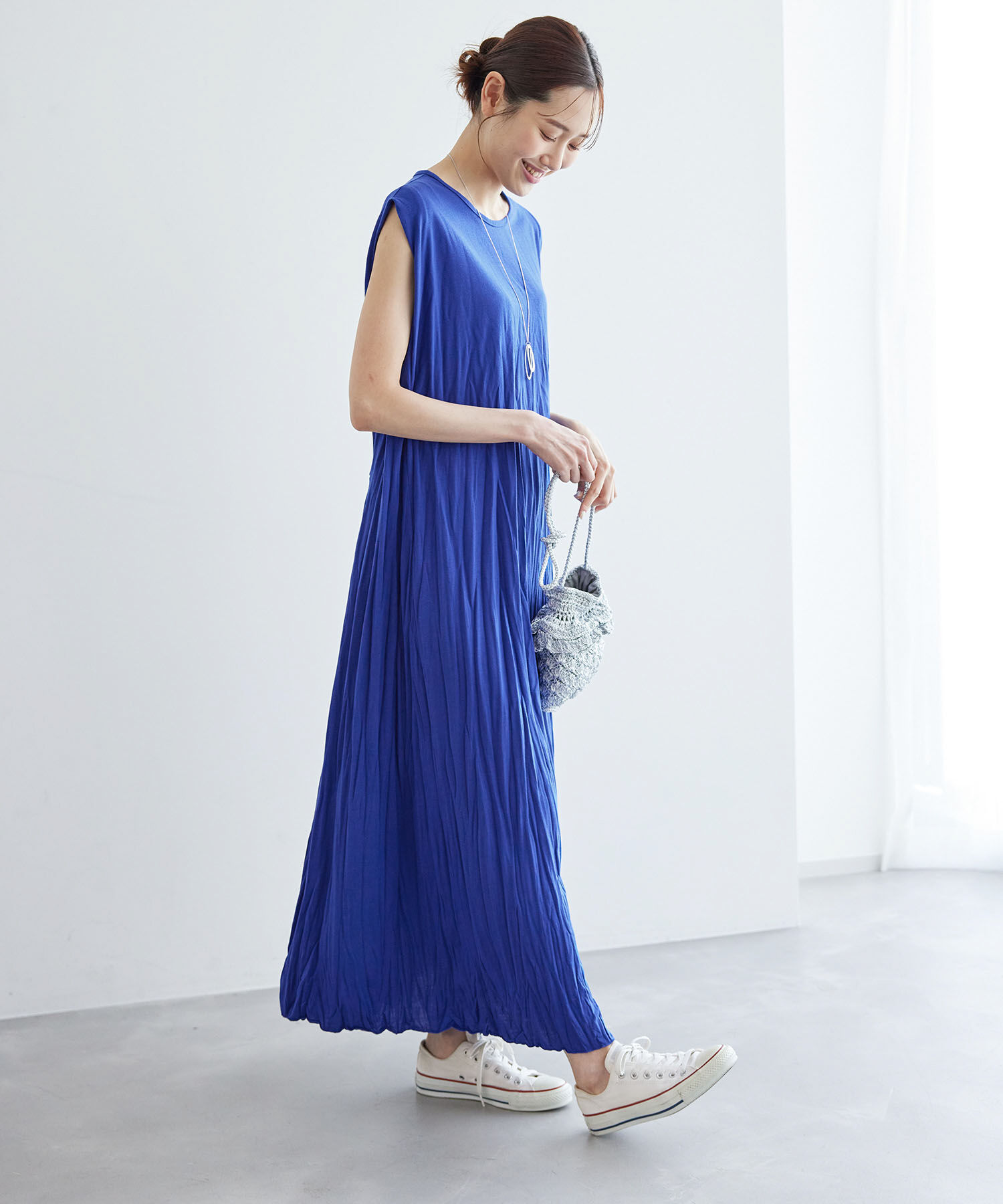 Rope&rsquo;Picnic「カットプリーツワンピース」|ワンピース|ブルー(44)