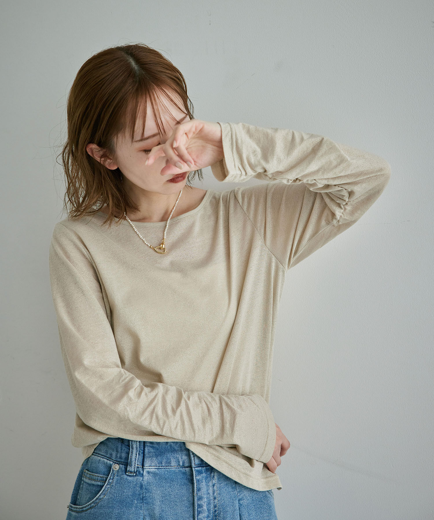 Rope&rsquo;Picnic「シアーラメインナーカットソー」|Tシャツ・カットソー|ベージュ(27)