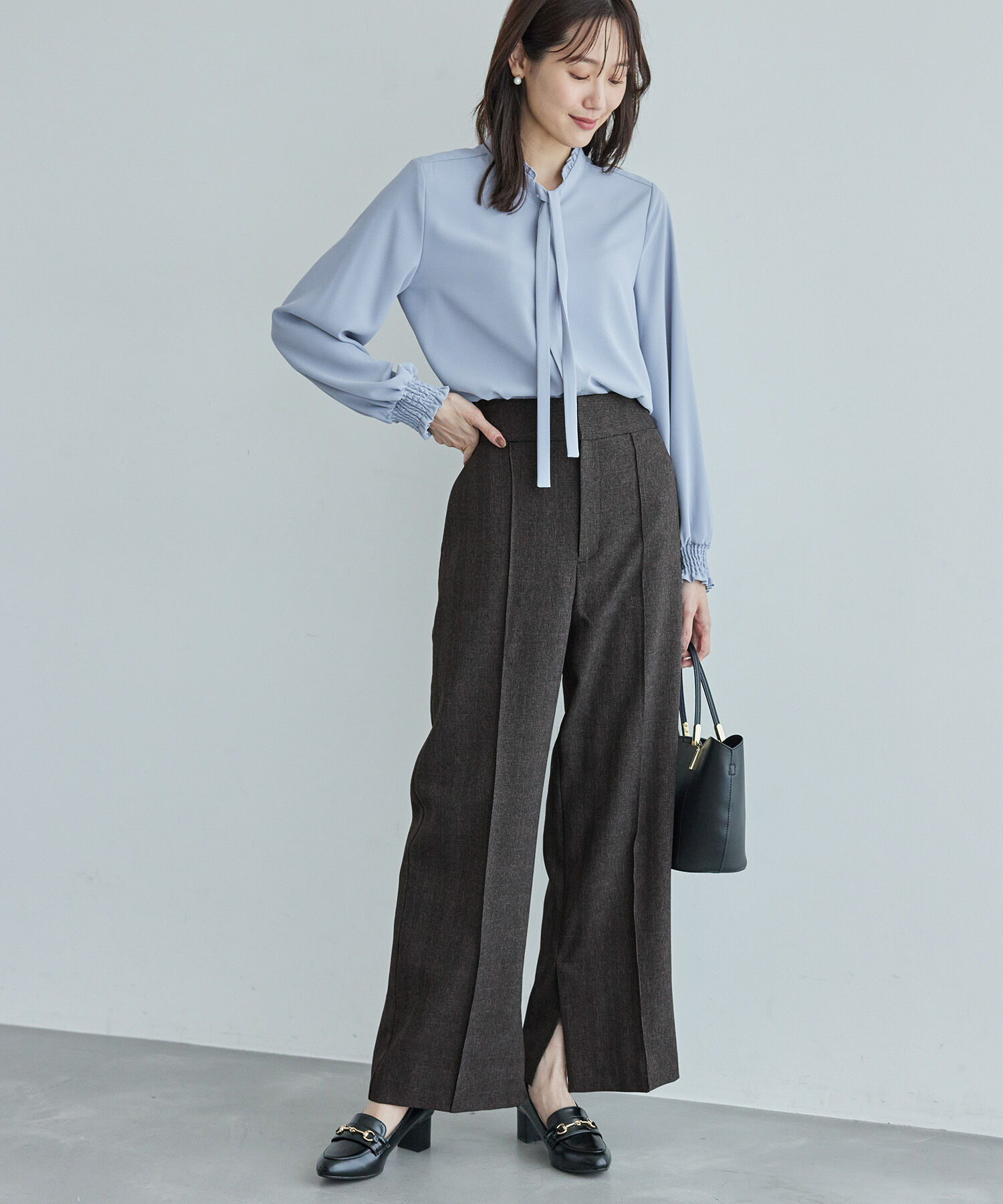 Rope&rsquo;Picnic「ウールライクサージワイドパンツ/セットアップ対応・リンクコーデ」|チノ|