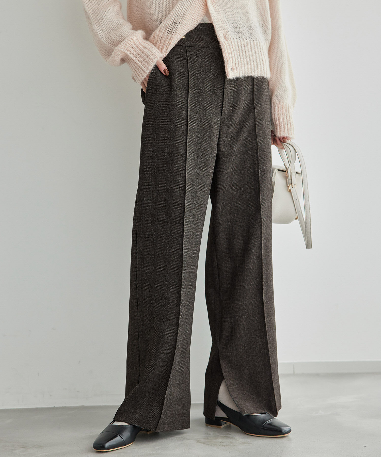 Rope&rsquo;Picnic「ウールライクサージワイドパンツ/セットアップ対応・リンクコーデ」|チノ|