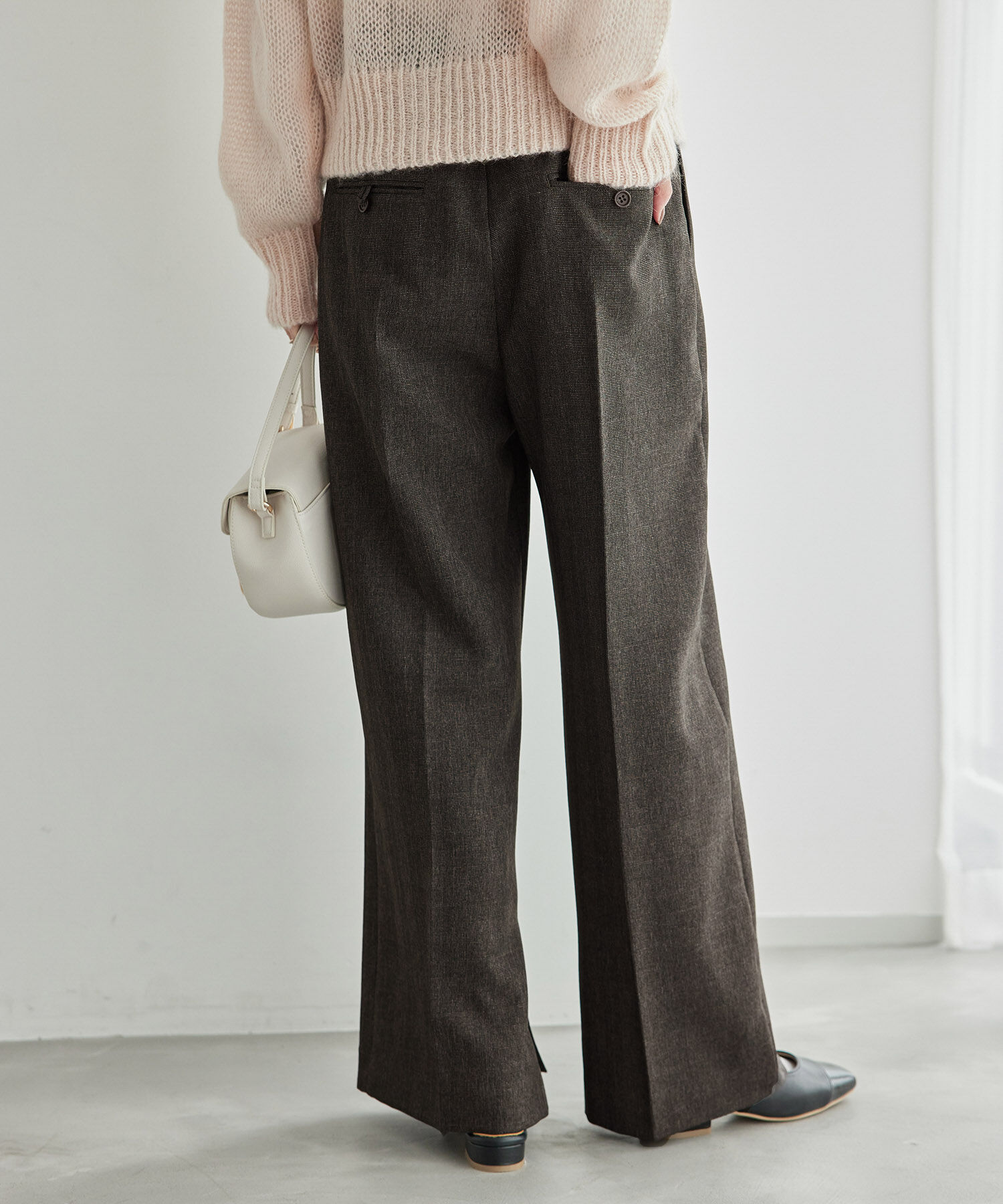 Rope&rsquo;Picnic「ウールライクサージワイドパンツ/セットアップ対応・リンクコーデ」|チノ|