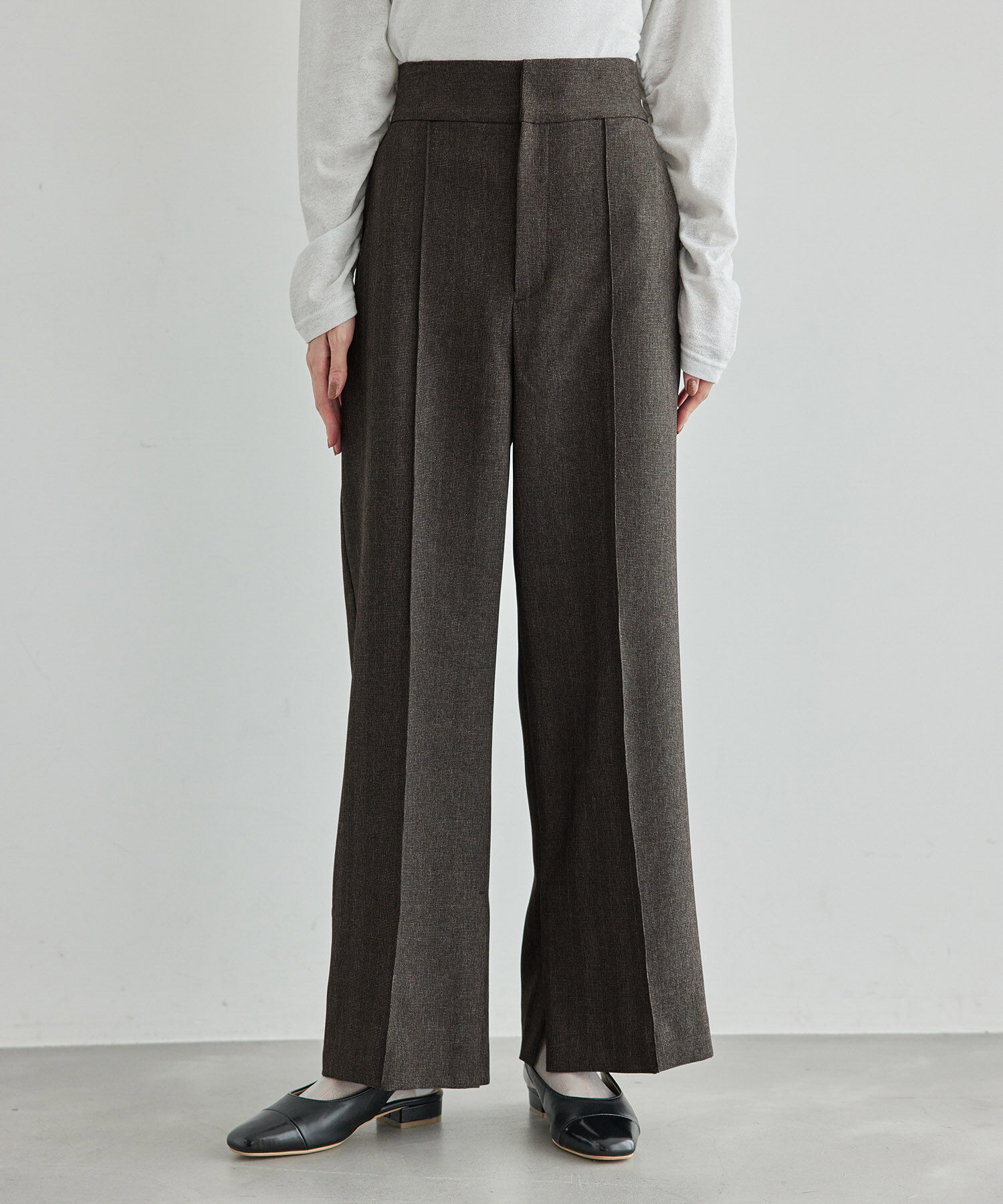 Rope&rsquo;Picnic「ウールライクサージワイドパンツ/セットアップ対応・リンクコーデ」|チノ|