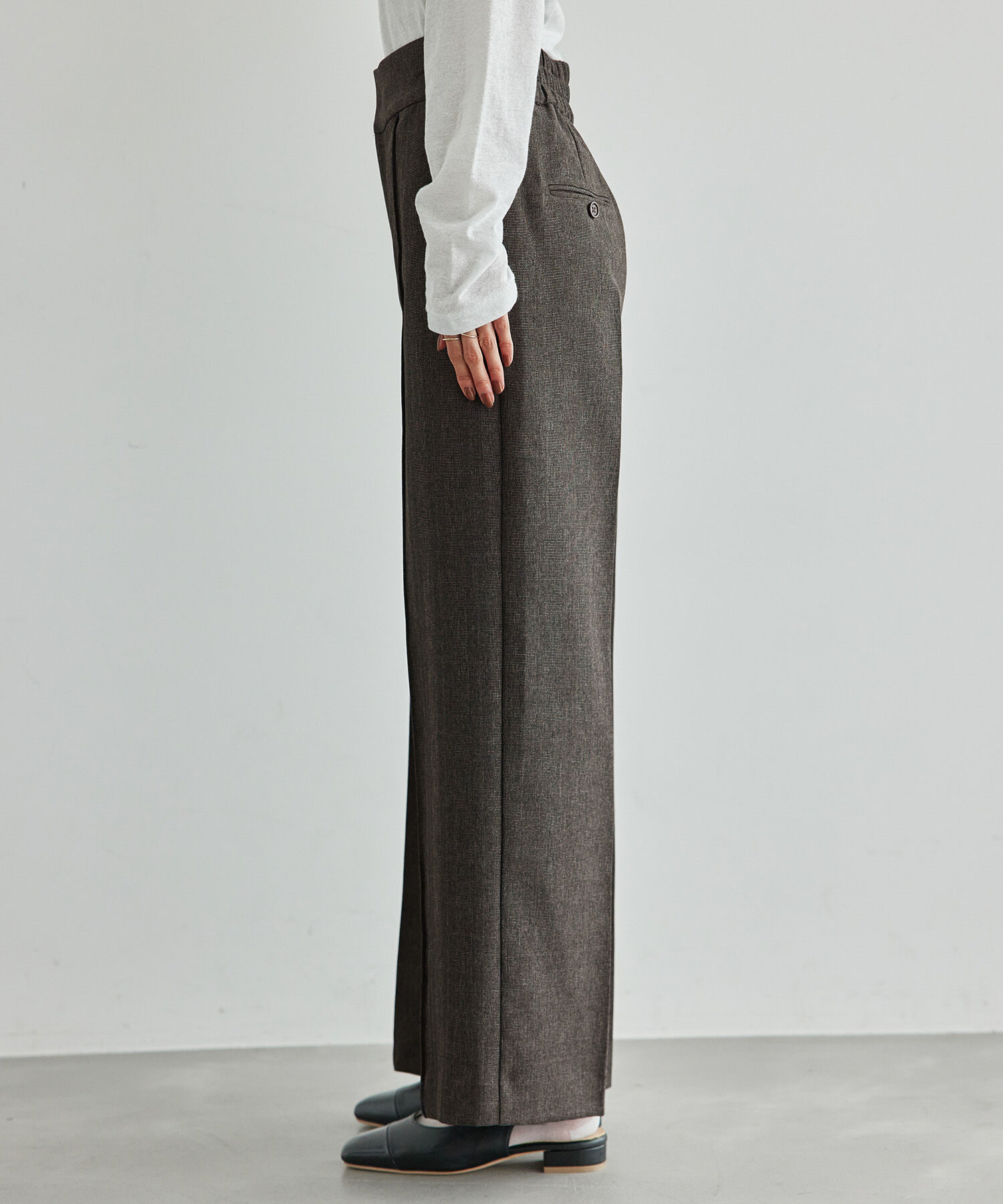 Rope&rsquo;Picnic「ウールライクサージワイドパンツ/セットアップ対応・リンクコーデ」|チノ|