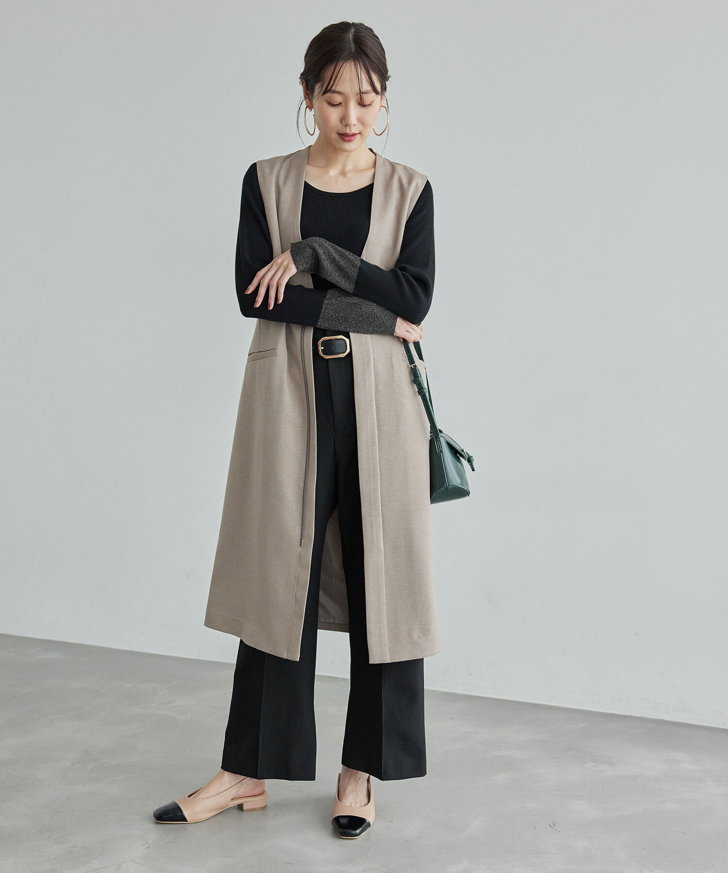 Rope&rsquo;Picnic「ウールライクサージワイドパンツ/セットアップ対応・リンクコーデ」|チノ|