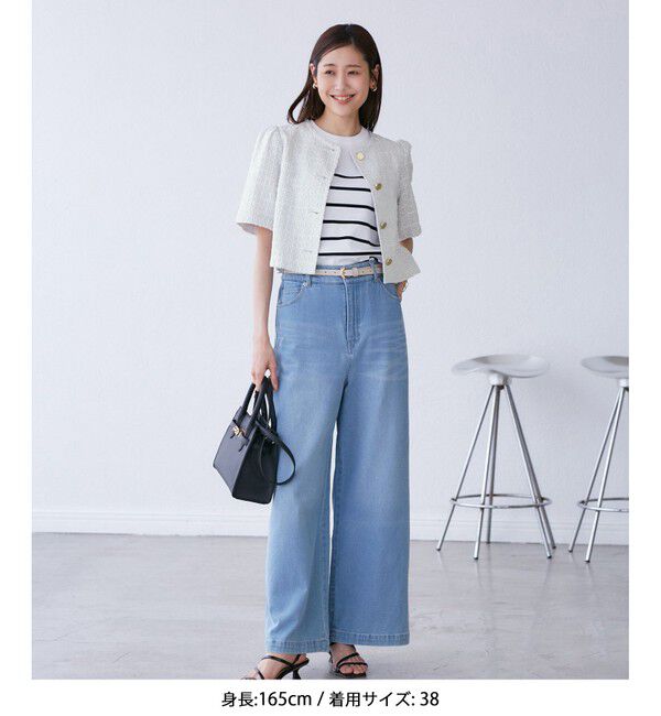 Rope&rsquo;Picnic「【サマー・ツイード】金ボタンカーディジャケット」|ノーカラージャケット|