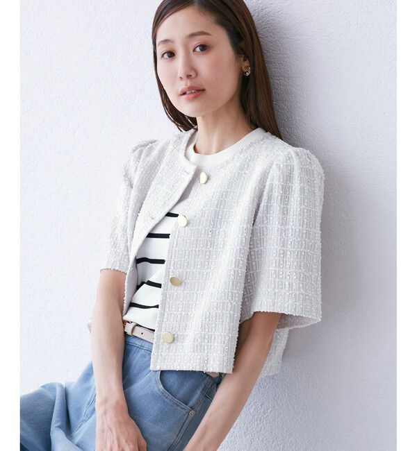 Rope&rsquo;Picnic「【サマー・ツイード】金ボタンカーディジャケット」|ノーカラージャケット|