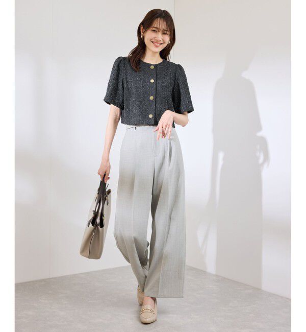 Rope&rsquo;Picnic「【サマー・ツイード】金ボタンカーディジャケット」|ノーカラージャケット|