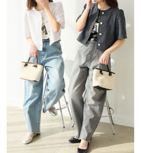 Rope&rsquo;Picnic「【サマー・ツイード】金ボタンカーディジャケット」|ノーカラージャケット|