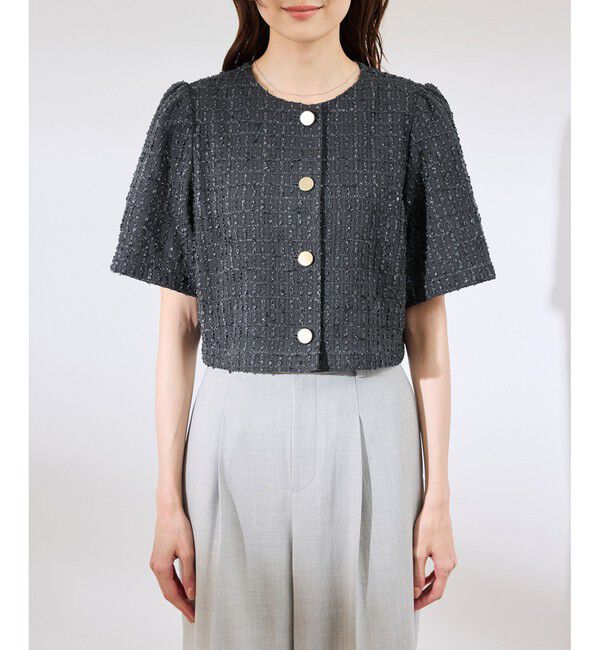 Rope&rsquo;Picnic「【サマー・ツイード】金ボタンカーディジャケット」|ノーカラージャケット|