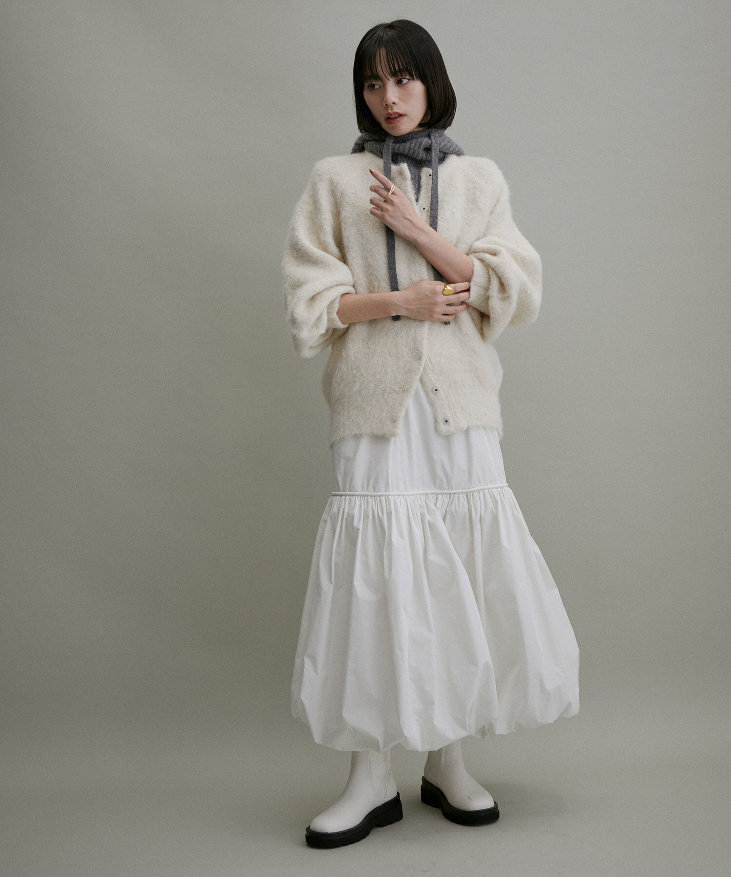 ADAM ET ROPE'「【WEB限定(一部店舗展開あり)】ファーニットミドルカーディガン」|カーディガン|