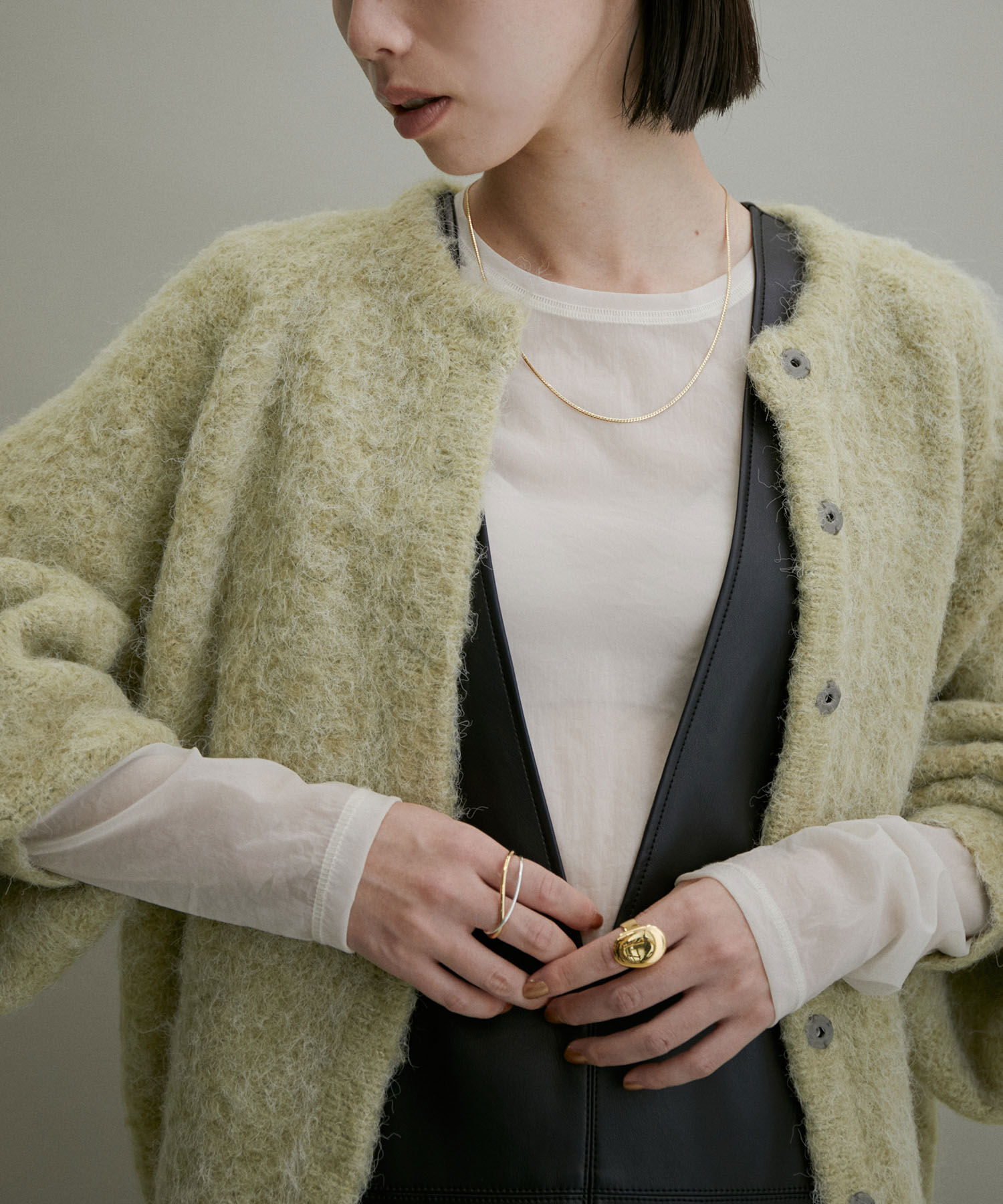 ADAM ET ROPE'「【WEB限定(一部店舗展開あり)】ファーニットミドルカーディガン」|カーディガン|