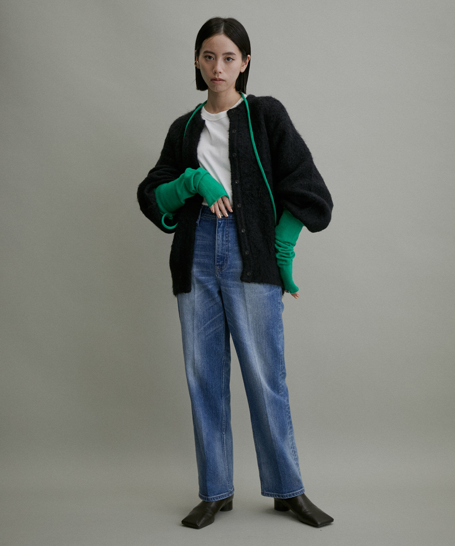 ADAM ET ROPE'「【WEB限定(一部店舗展開あり)】ファーニットミドルカーディガン」|カーディガン|