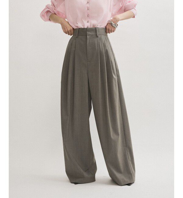 ADAM ET ROPE'「【サステナブル】3タックトロピカルスラックス」|スラックス|グレーサブ(09)