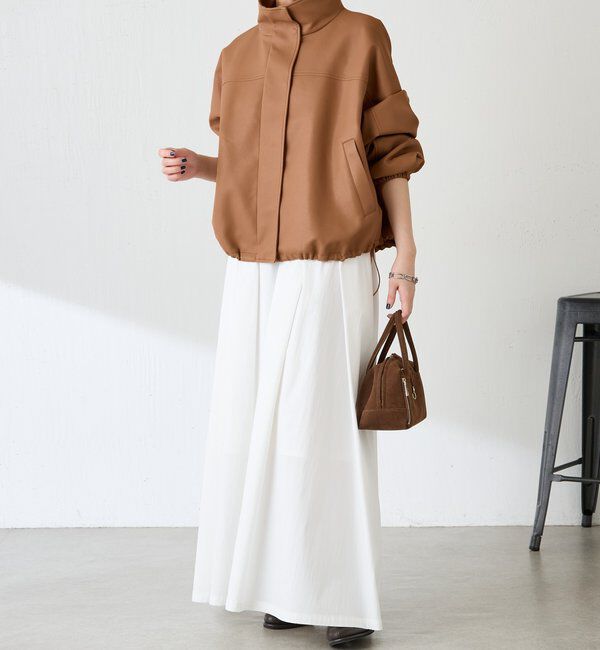  「レザータッチ刺繍入りスタンドブルゾン」|ベスト・ジレ|