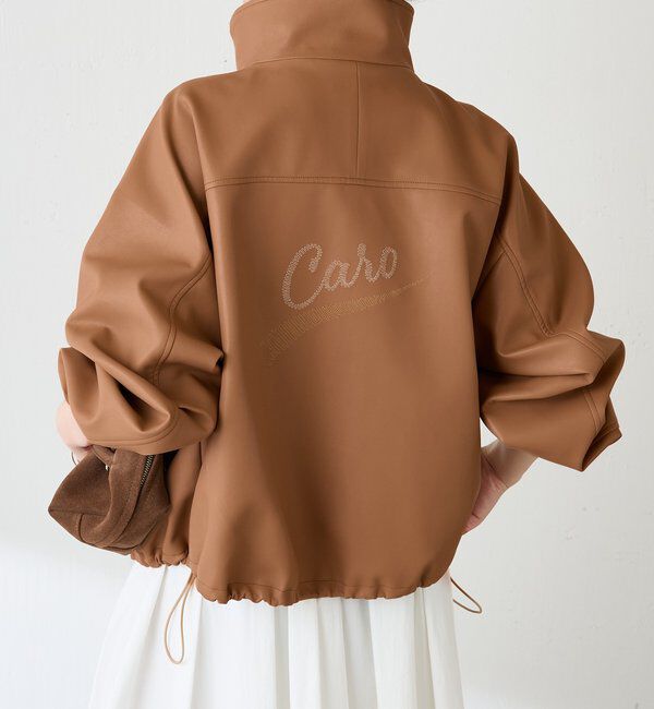  「レザータッチ刺繍入りスタンドブルゾン」|ベスト・ジレ|