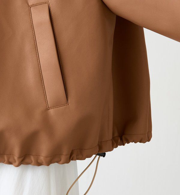  「レザータッチ刺繍入りスタンドブルゾン」|ベスト・ジレ|