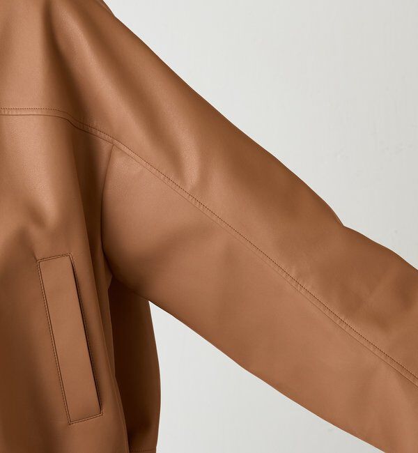  「レザータッチ刺繍入りスタンドブルゾン」|ベスト・ジレ|