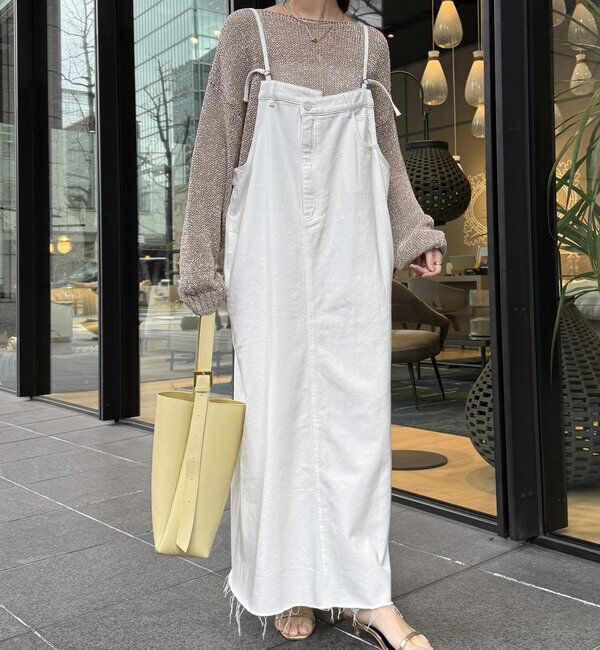  「裾フリンジデニムジャンスカ」|ワンピース|