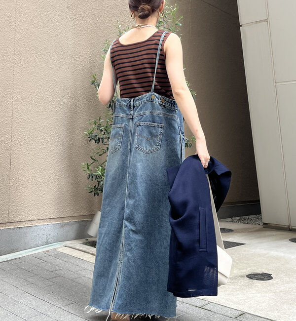  「裾フリンジデニムジャンスカ」|ワンピース|