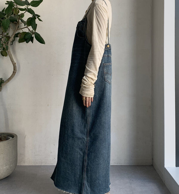  「裾フリンジデニムジャンスカ」|ワンピース|