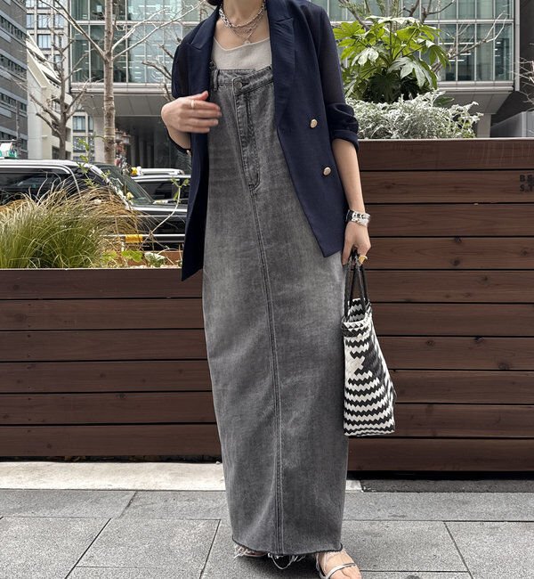  「裾フリンジデニムジャンスカ」|ワンピース|