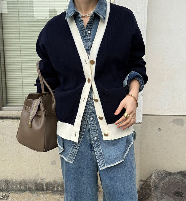  「配色Vカーディガン」|カーディガン|
