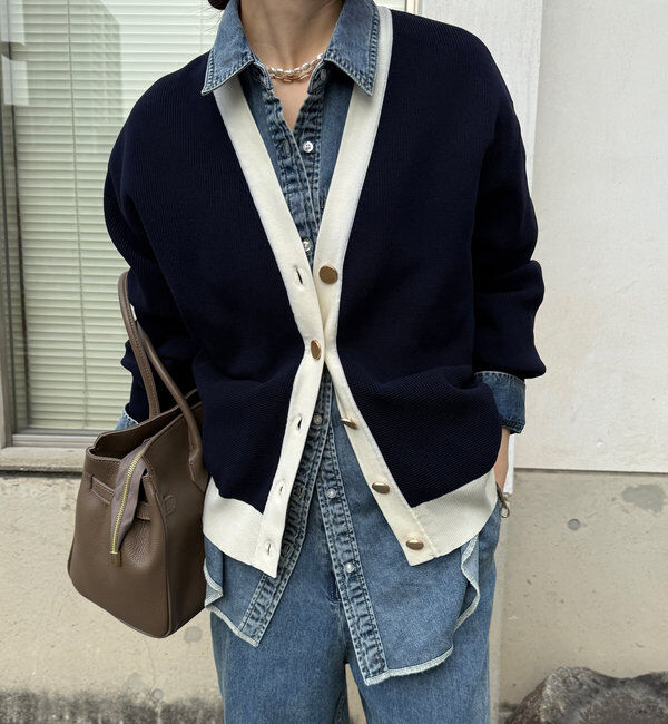  「配色Vカーディガン」|カーディガン|