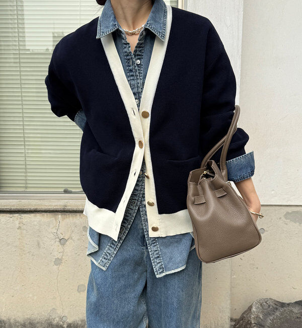  「配色Vカーディガン」|カーディガン|