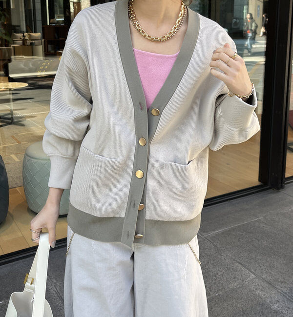  「配色Vカーディガン」|カーディガン|