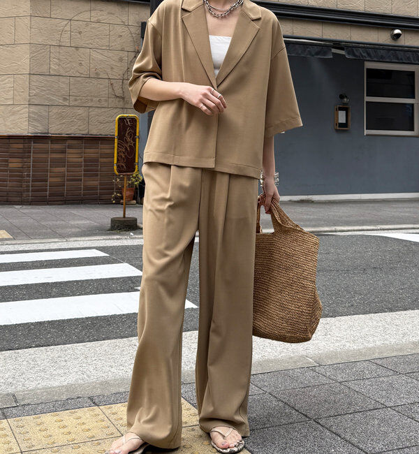  「接触冷感5分袖ジャケット」|テーラードジャケット|