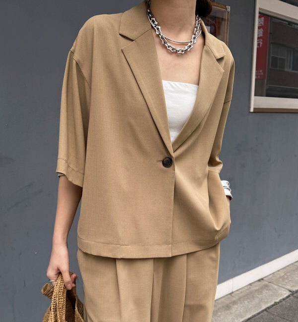  「接触冷感5分袖ジャケット」|テーラードジャケット|