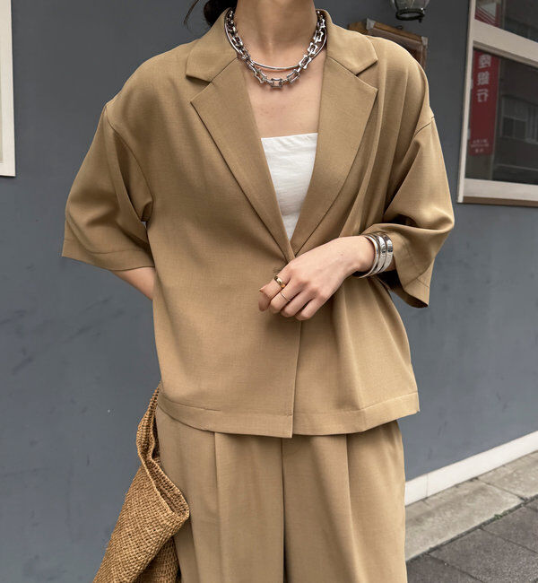  「接触冷感5分袖ジャケット」|テーラードジャケット|