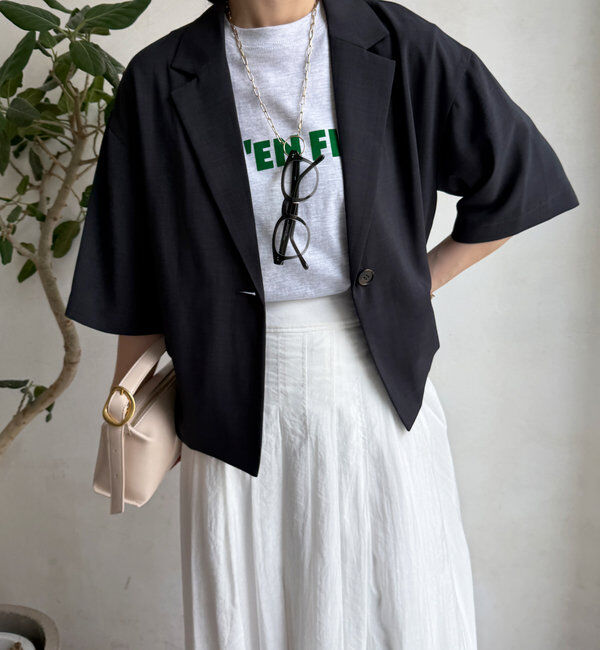  「接触冷感5分袖ジャケット」|テーラードジャケット|