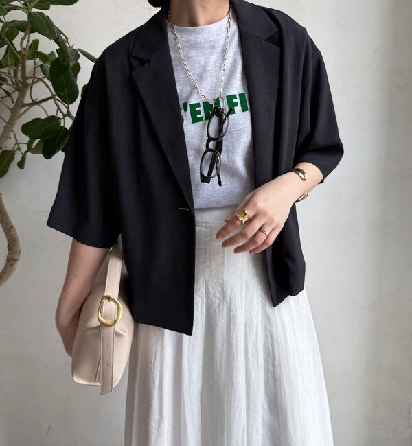  「接触冷感5分袖ジャケット」|テーラードジャケット|